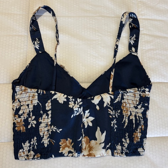 Abercrombie & Fitch Navy Floral Ruched Bralette - Picture 2 of 2